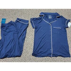 Tommy John Downtime 2-Piece,Pajama Set, Womens Small, Blue, Button-Up, NWT